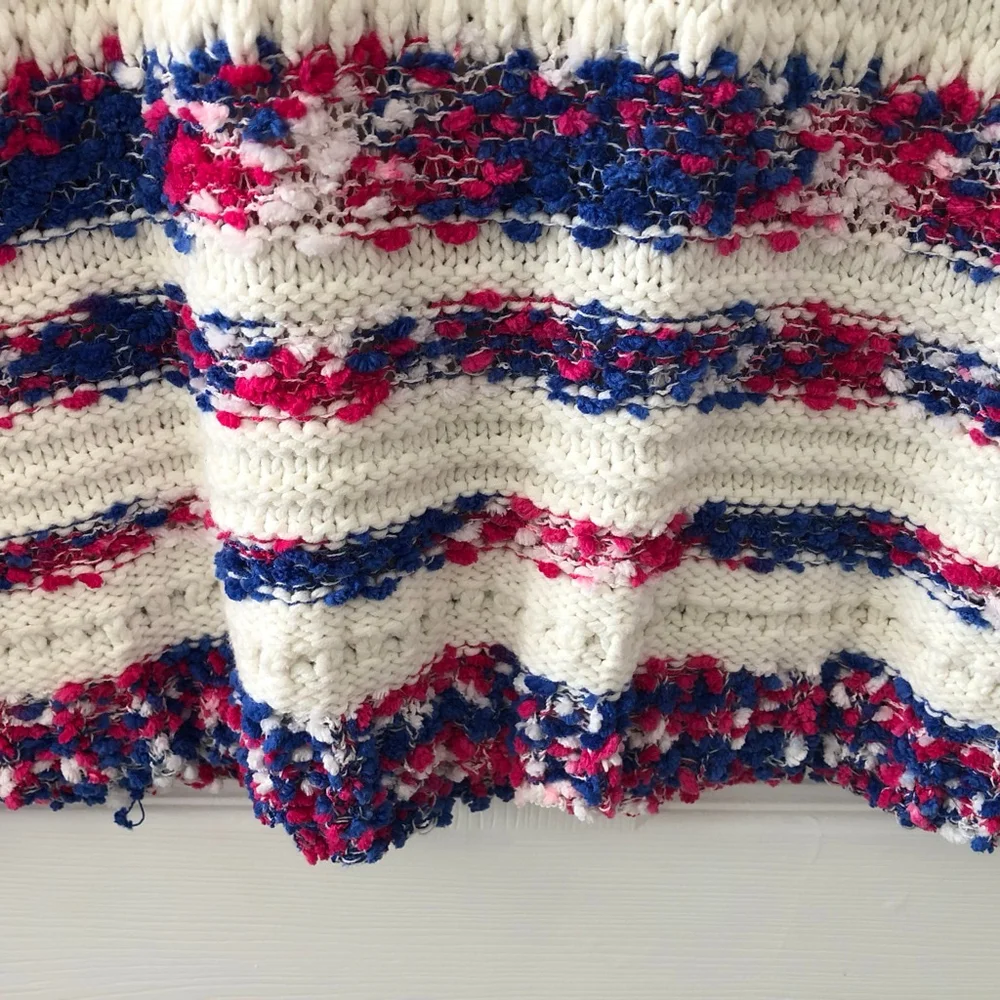 Ruby Rd Size M Vibrant Patriotic Knit Pullover Sweater Cozy Flared Sleeve - Picture 3 of 9